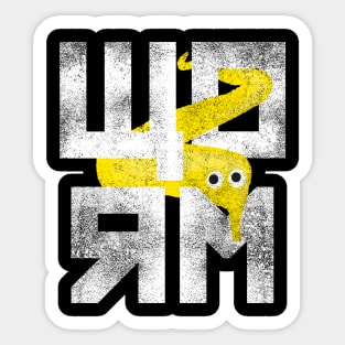 Yellow Worm On A String Meme Retro Style Magic Fuzzy Worm Sticker